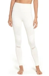 Alo Yoga High Waist Moto Leggings In Pristine/ Pristine Glossy