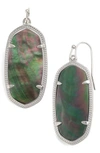 Kendra Scott Elle Drop Earrings In Black Mother Of Pearl/ Silver