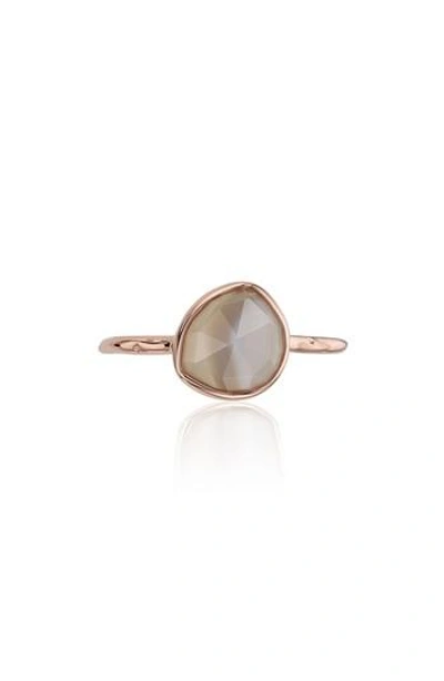 Monica Vinader Siren Semiprecious Stone Stacking Ring In Grey Agate/ Rose Gold