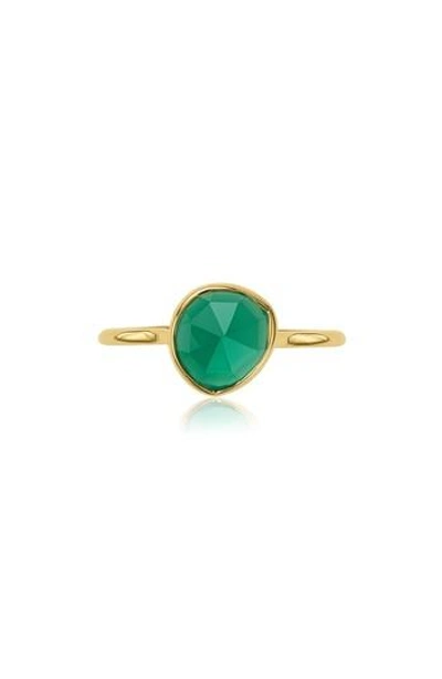 Monica Vinader Siren Semiprecious Stone Stacking Ring In Green Onyx/ Yellow Gold