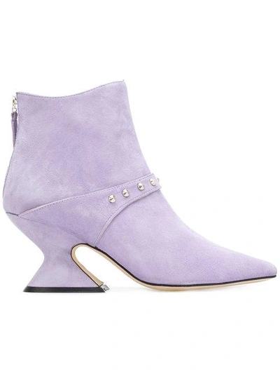 Dorateymur Sculpted Heel Boots In Lilac Suede
