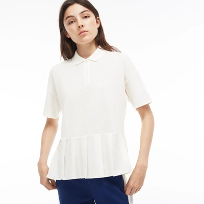 Lacoste Women's Pleated Thick Cotton Piqué Polo In White