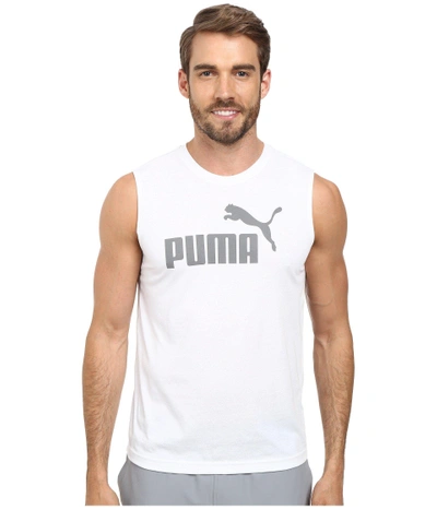 Puma Essential No. 1 Logo Sleeveless Tee In White | ModeSens