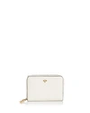 Tory Burch Robinson Zip Coin Case In New Ivory/gold