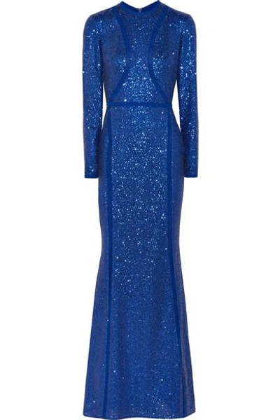 Elie Saab Sequined Silk-blend Tulle Gown In Blue