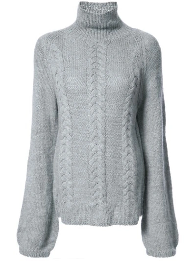 Voz Cable-knit Turtleneck Jumper In Grey