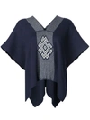 Voz V-neck Draped Sleeved Top In Blue