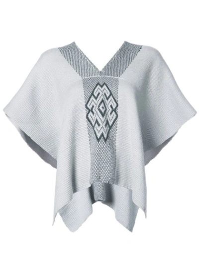 Voz V-neck Draped Sleeved Top In Grey