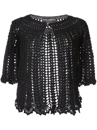 Dolce & Gabbana Cropped Knit Cardigan In Black