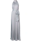 Voz Tie Waist Draped Jumpsuit In Grey