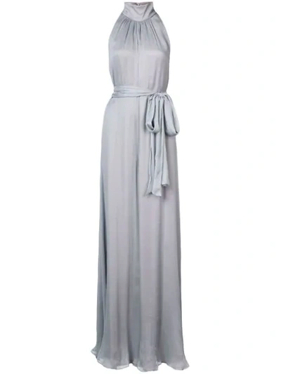 Voz Tie Waist Draped Jumpsuit In Grey