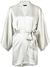 Voz Tie-waist Kimono Top In Grey