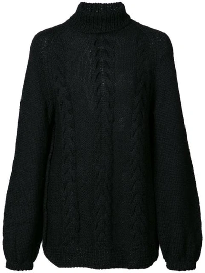 Voz Cable-knit Turtleneck Jumper In Black