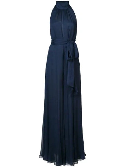 Voz Tie Waist Draped Jumpsuit In Blue