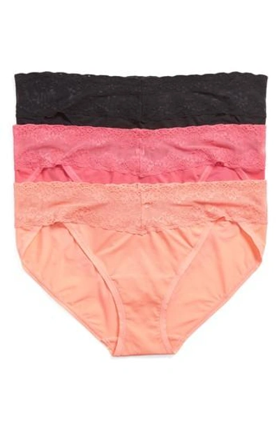 Natori 'bliss Perfection' Bikini Briefs In Raspberry Sorbet/ Apricot/ Blk