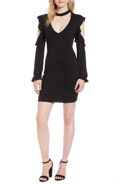 Pam & Gela Cold Shoulder Sheath Dress In Black