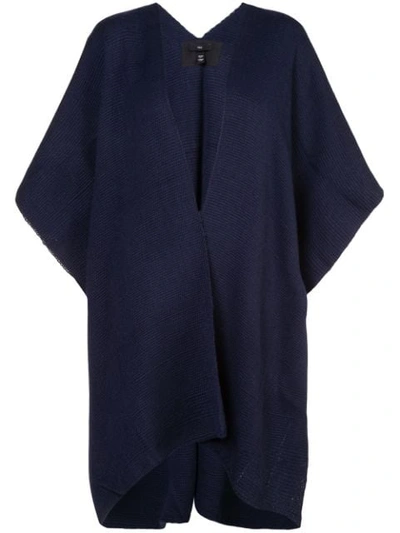Voz Knitted Poncho In Blue