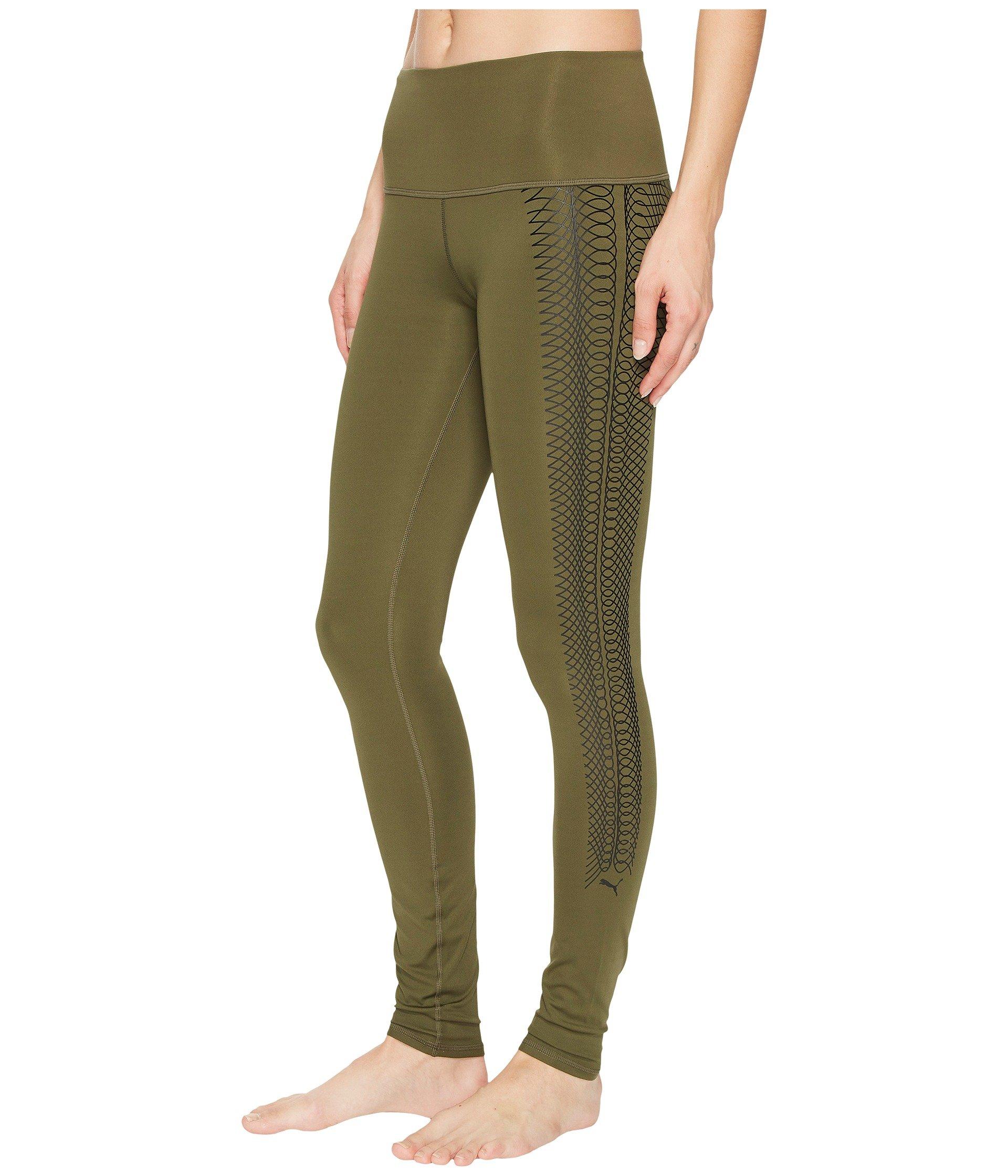 Puma Everyday Train Graphic Tights In Olive Night/lacing Print | ModeSens