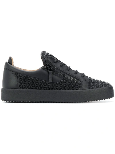 Giuseppe Zanotti - 3d Leather Low-top Sneaker The Manhattan In Black
