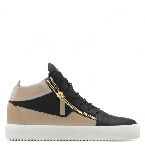 Giuseppe Zanotti Leather Mid-top Sneaker With Beige Leather Inserts ...