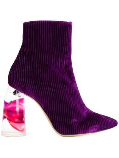 Ellery Corduroy And Perspex Ankle Boots In Purple