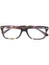Ray Ban Patterned Rectangle Glasses In Brown