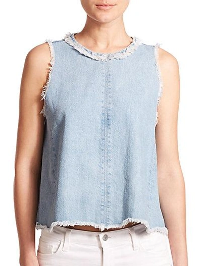 J Brand 9927 Talya Frayed Denim Top In Vamp