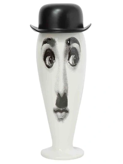 Fornasetti Bowler Hat Lidded Vase In White