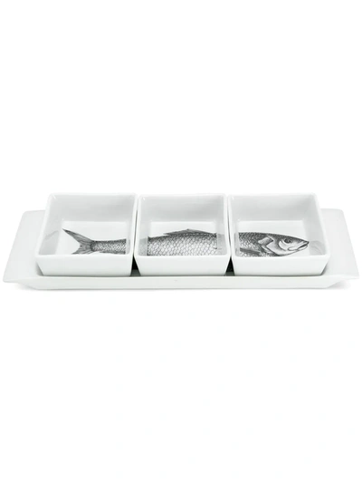 Fornasetti Sardine Aperitivo Set In White