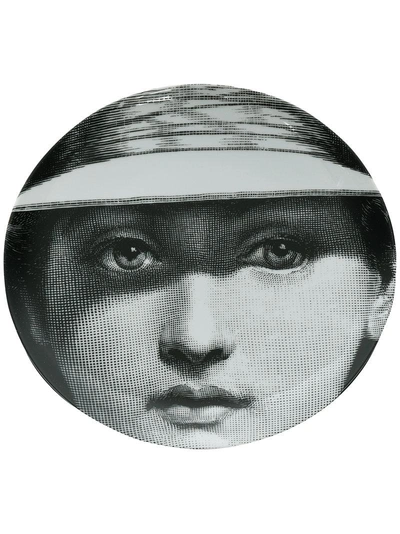 Fornasetti Face Print Plate In Black