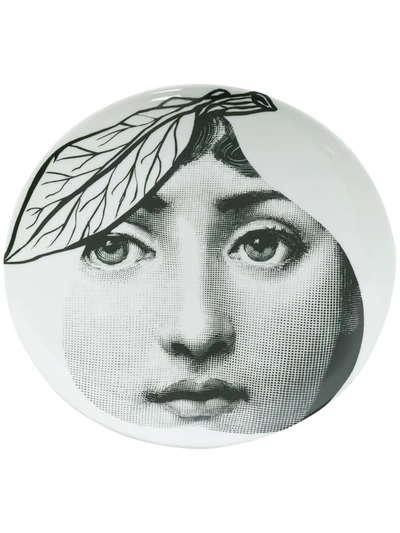 Fornasetti Pear-shaped Face Print Plate In White