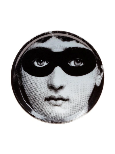 Fornasetti Bandit Print Coaster In Black