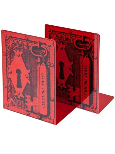 Fornasetti Libri Proibiti Bookends In Red