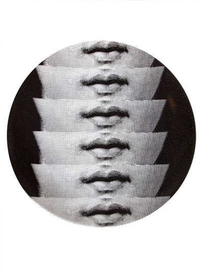 Fornasetti Mouth Print Plate In Black