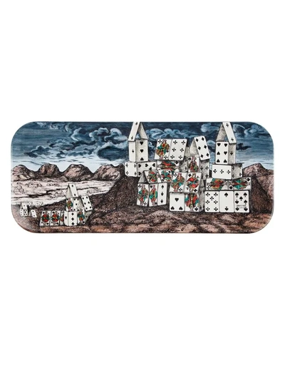 Fornasetti Illustrated Card Tray In Blue