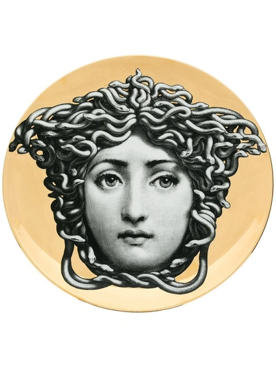 Fornasetti Profumi Face Print Plate In Metallic