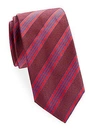 Brioni Stripe Silk Tie In Red - Blue