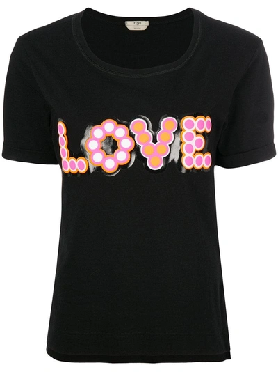 Fendi Love Applique T-shirt In Black