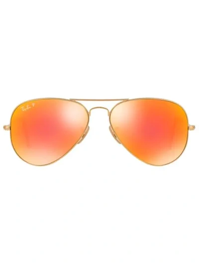 Ray Ban Classic Aviator Mirrored Sunglasses In Metallic