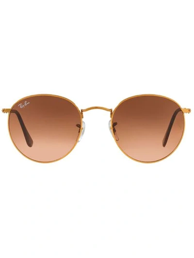 Ray Ban Round Shape Sunglasses In Metallic