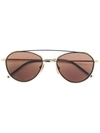 Thom Browne Double Nose Bridge Sunglasses In Metallic