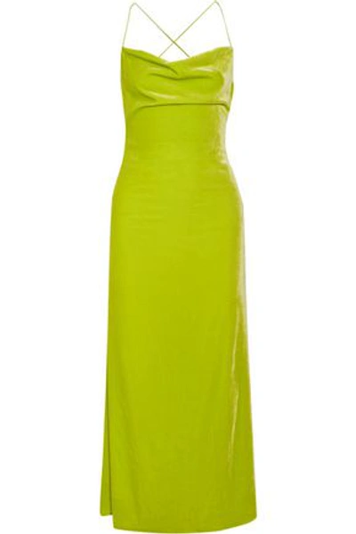 Michael Lo Sordo Woman Caroline Open-back Velvet Midi Dress Lime Green