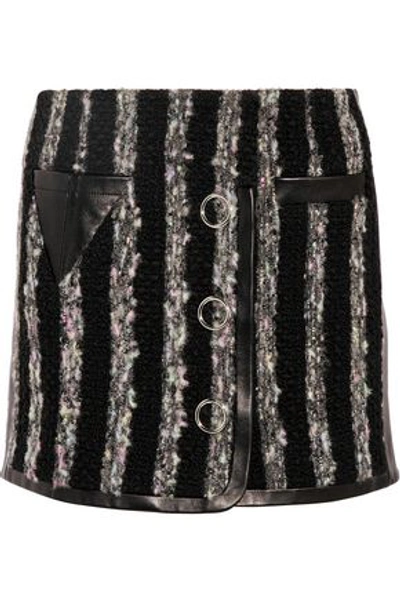 Alexander Wang Woman Leather-paneled Bouclé Mini Skirt Black