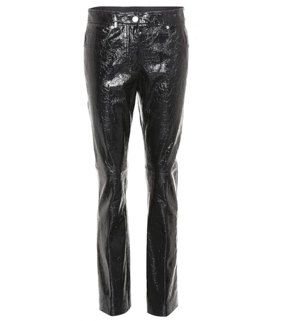Helmut Lang Patent Cropped Flare Pants In Black