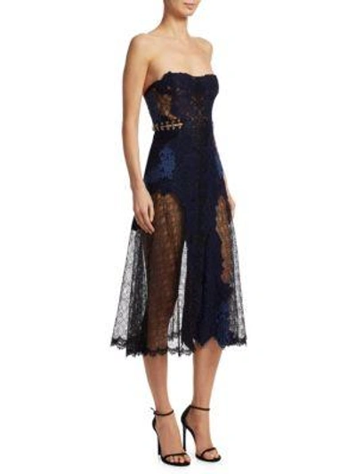 Jonathan Simkhai Corded And Leavers Lace Midi Dress In Midnight