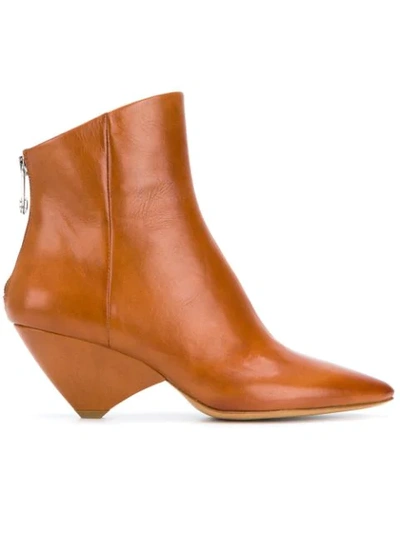 Maison Margiela Geometric-heel Pointed Boots In Brown