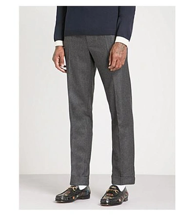 Gucci Classic Tapered Wool Pants In Blue