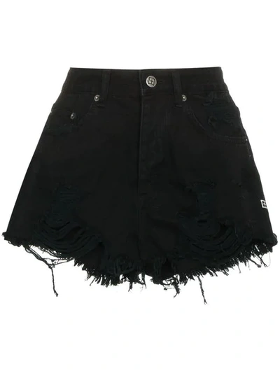 Ksubi Mini Moss Distressed Denim Mini Skirt In Black