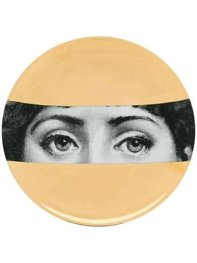 Fornasetti Profumi Face Print Plate In Metallic