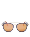 Toms Harlan Mirrored Brow Bar Round Sunglasses, 51mm In Denim/rose Mirror